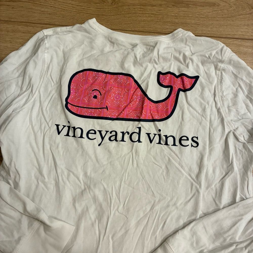 Vineyard Vines Women’s White Long Sleeve Cotton T-shirt Whale Size S